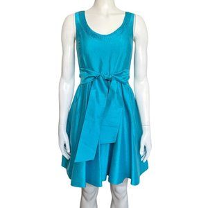 Kensie Cyan Blue Silk Fit And Flare Dress S